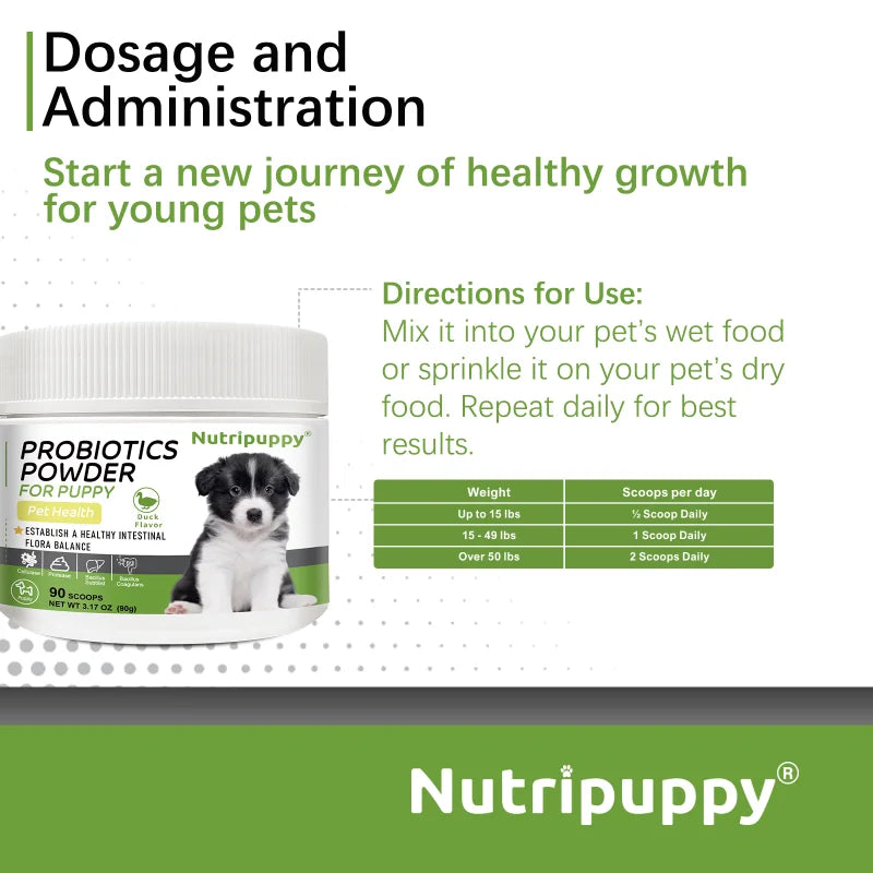 Dog Probiotic Powder Supplement - Supports Digestive Health&Relieves Diarrhea,Boosts Immune System for Puppy Adult Senior Dogs