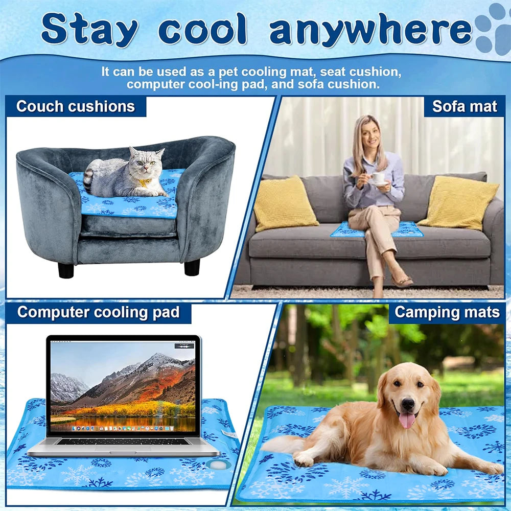 Premium Pet Cooling Mat Water-filled Ice Pad Instantly Cools Dog Portable Keep Your Pet Cool Summer for Dogs Cats Indoor Outdoor