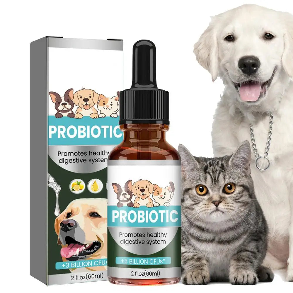 Pet Probiotic Drops 60ml Non-Greasy Mild Digestive Enzyme For Dogs Professional Cat Probiotics Digestive Health Support Additive