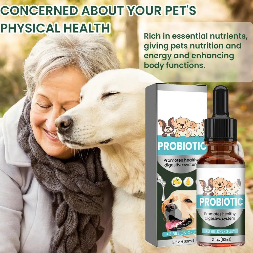 Pet Probiotic Drops 60ml Non-Greasy Mild Digestive Enzyme For Dogs Professional Cat Probiotics Digestive Health Support Additive