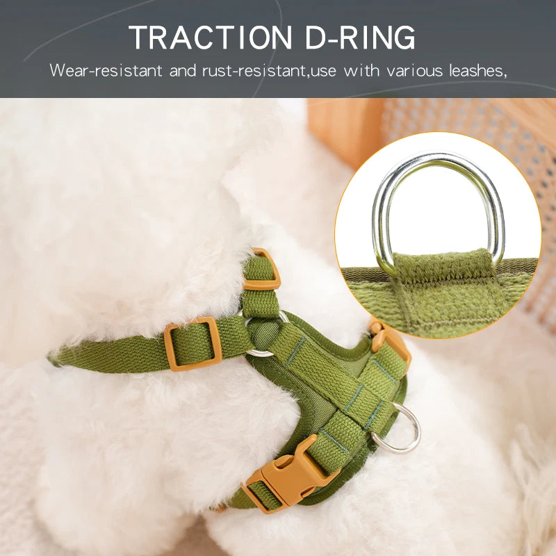 HP374--Retro Pet Harness for dogs,Adjustable webbing and High-quality PU Leather,Breathable mesh lining.