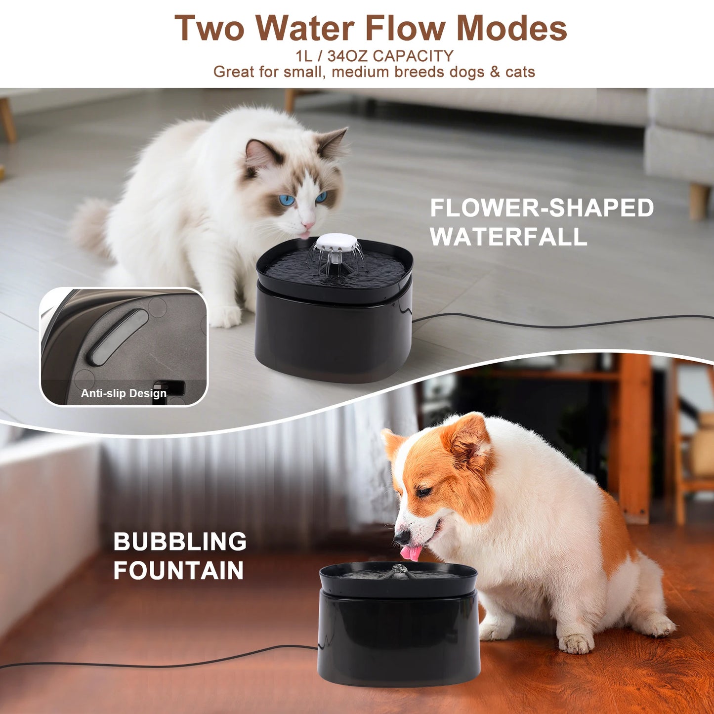 Pet Water Dispenser Low Decibel Cat Dog Automatic Water Dispenser with NozzleElectric Recirculate Filtring Drinker Pet Supplies