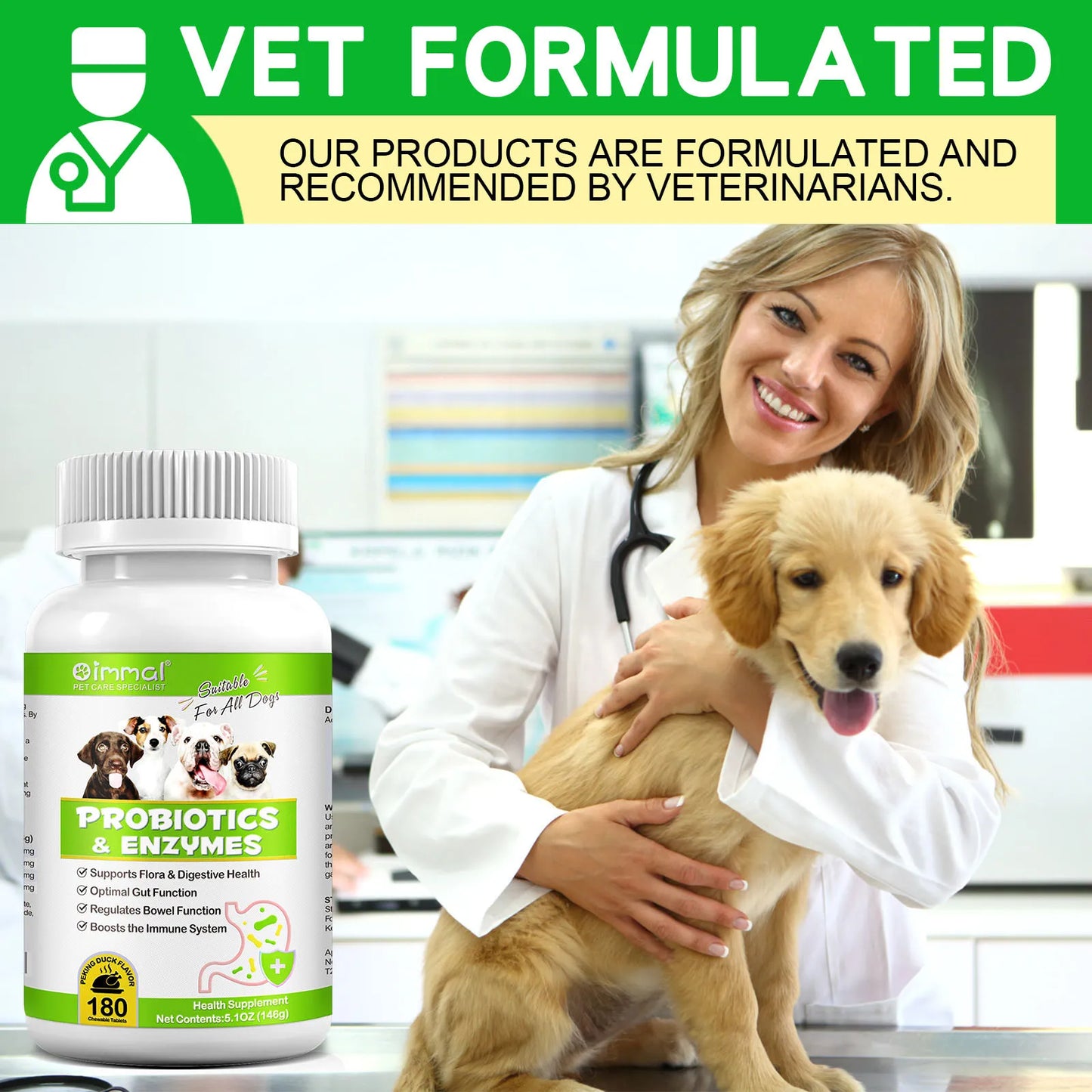Probiotics and Enzymes Suitable for All Dogs Regulates Bowel Function Boosts the Immune System Supports Flora & Digestive Health