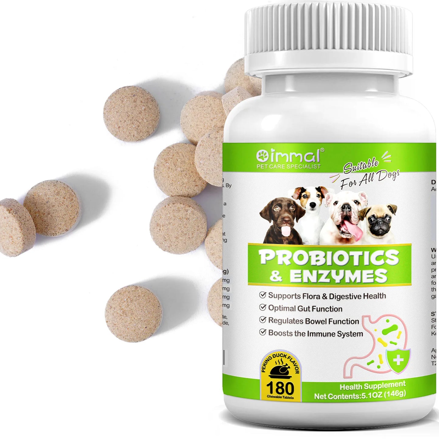 Probiotics and Enzymes Suitable for All Dogs Regulates Bowel Function Boosts the Immune System Supports Flora & Digestive Health