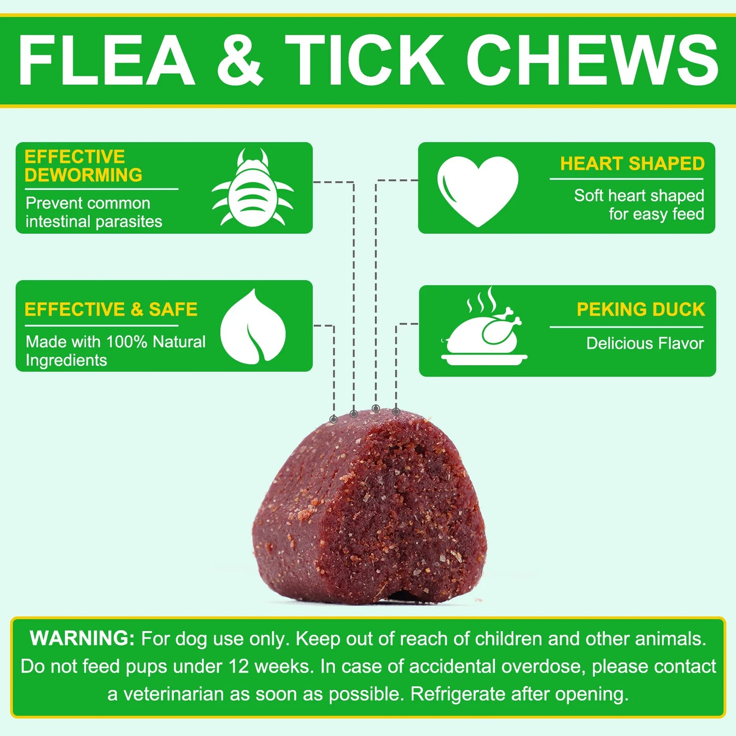 Flea and Tick Prevention for Dogs 60 Chewables Natural Flea and Tick Supplement Fast Acting Long-Lasting for All Breeds and Ages