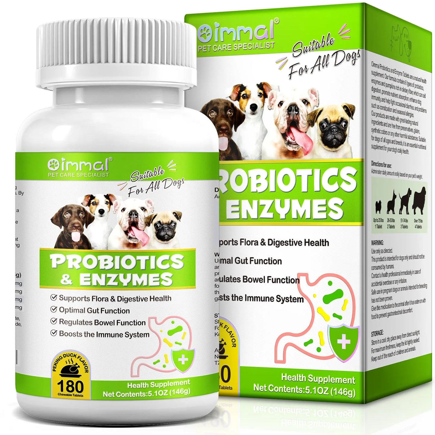 Probiotics and Enzymes Suitable for All Dogs Regulates Bowel Function Boosts the Immune System Supports Flora & Digestive Health
