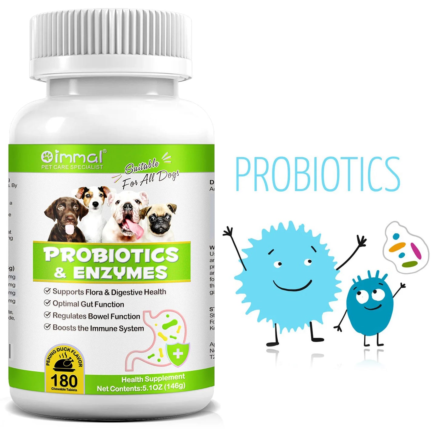 Probiotics and Enzymes Suitable for All Dogs Regulates Bowel Function Boosts the Immune System Supports Flora & Digestive Health