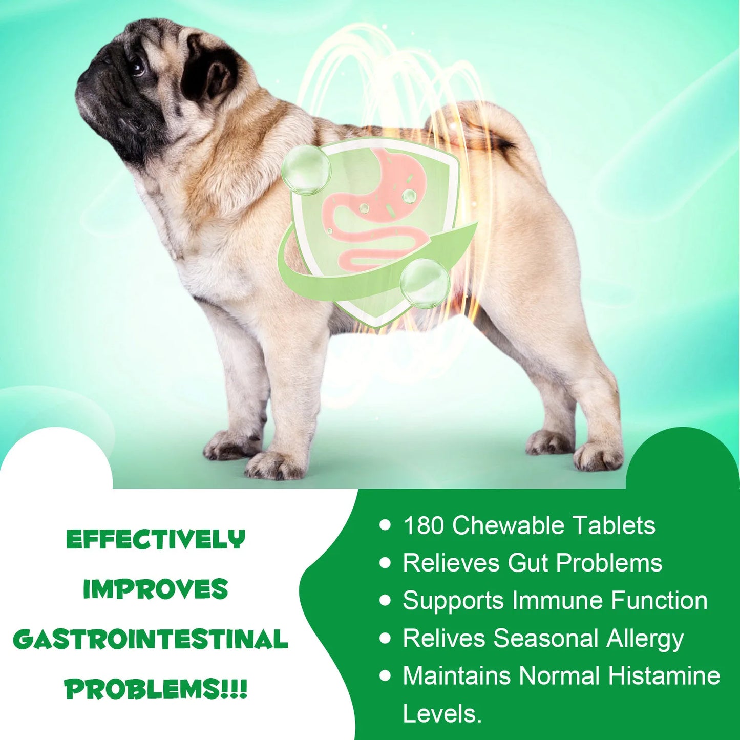 Probiotics and Enzymes Suitable for All Dogs Regulates Bowel Function Boosts the Immune System Supports Flora & Digestive Health