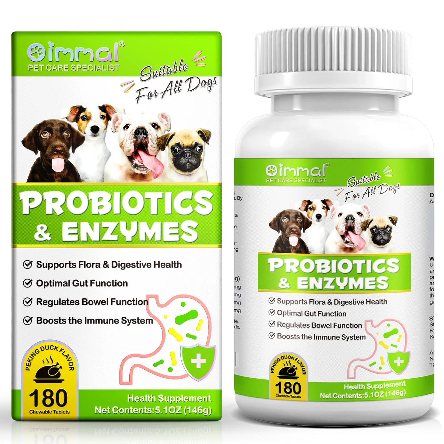 Probiotics and Enzymes Suitable for All Dogs Regulates Bowel Function Boosts the Immune System Supports Flora & Digestive Health