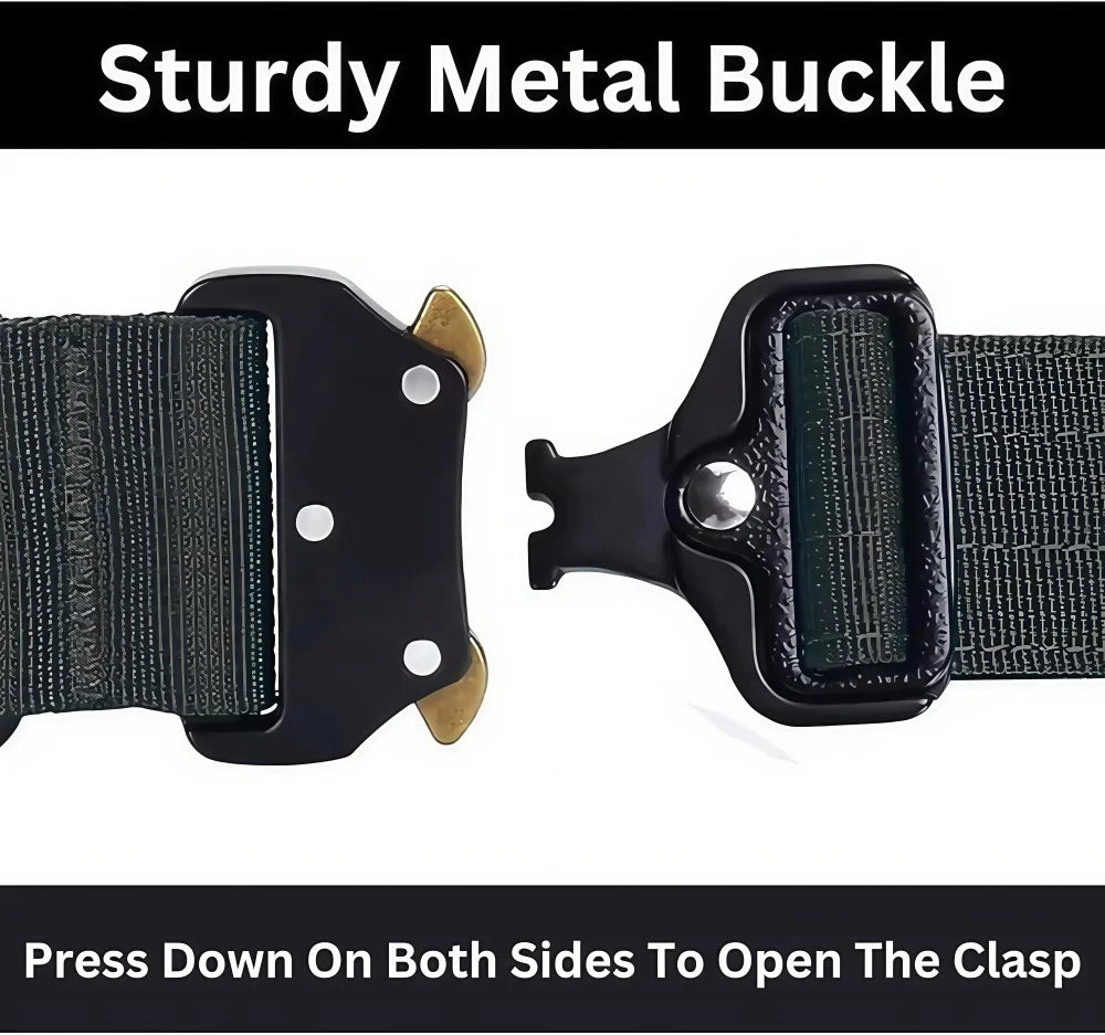 Heavy Duty Tactical Dog Collar – Adjustable Nylon with Metal Buckle, Durable & Comfortable.