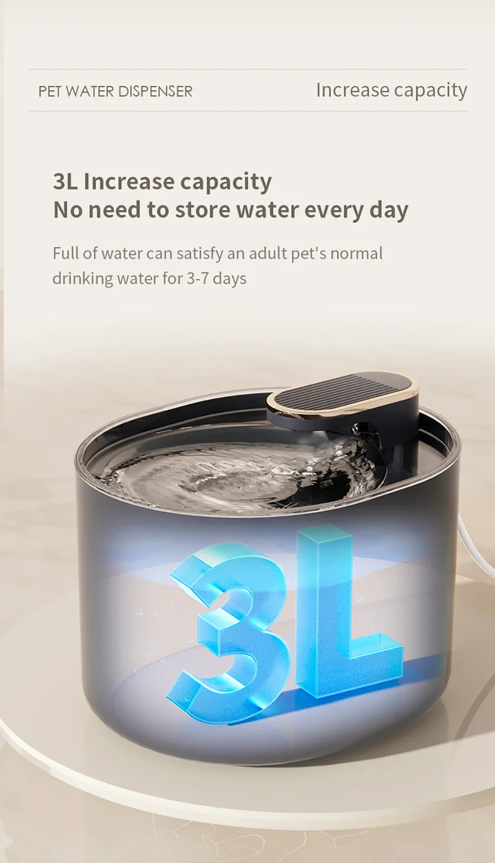 Dog/Cat Water Fountain 3L Automatic Water Dispenser with LED Light Ultra Silent Pet Drinking Water Fountain Automatic Pet Feeder