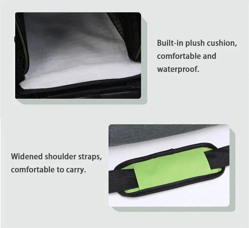 2025 New Large Capacity Carrier Cat Pet Airlines Approved Reflective Tape Cat Travel Bag Expandable Foldable Soft Dog Carrier