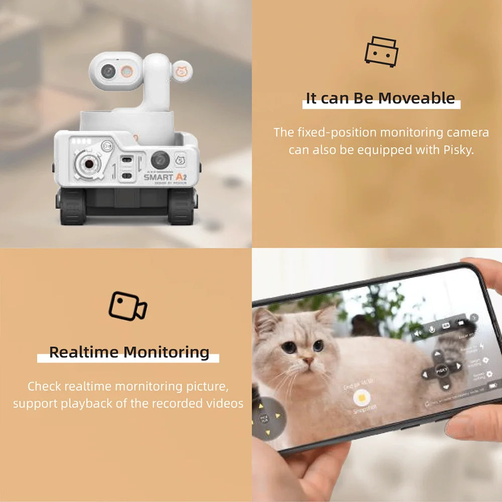 Pet Wifi Camera Night Vision Cat Dog Camera Ai Video Surveillance 350° APP Control Automatic Vlog Smart Home Indoor Dog Cats Cam