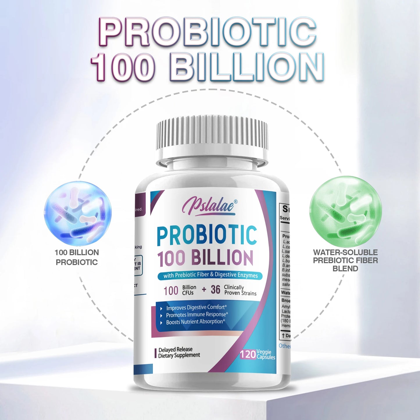 Probiotics 100 Billion - Help with Intestinal Health, Nutrient Digestion, Weight Management, Bloating Relief, Calorie Control