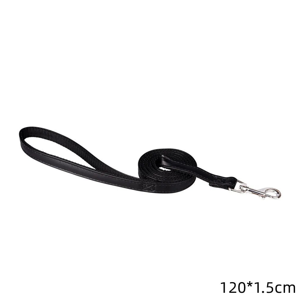 Size 120cm Pet Leashes PU Leather Padded Nylon Dog Training Rope Leads For Dog Cat Walking Puppy Leash Blue Black Red Pink
