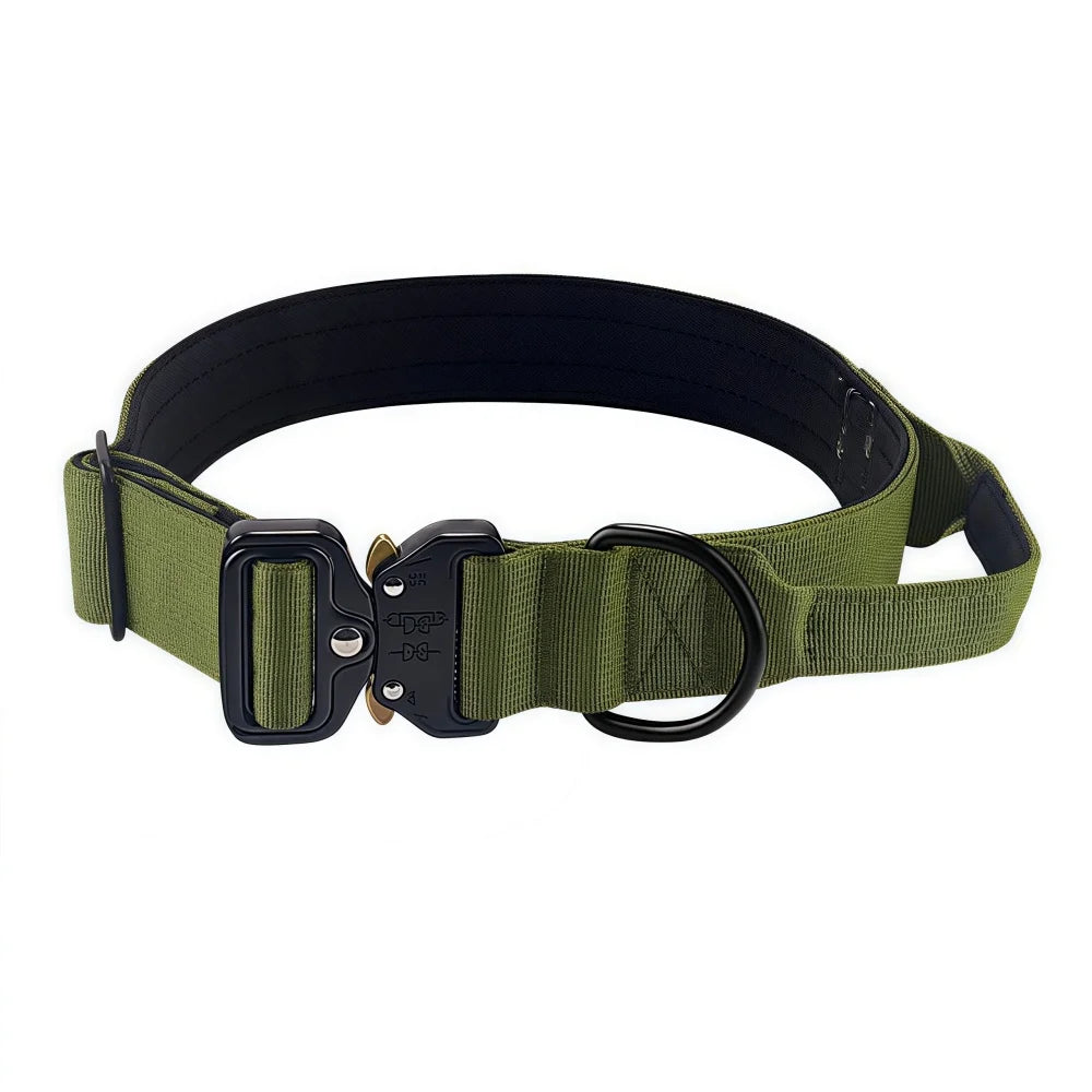 Heavy Duty Tactical Dog Collar – Adjustable Nylon with Metal Buckle, Durable & Comfortable.