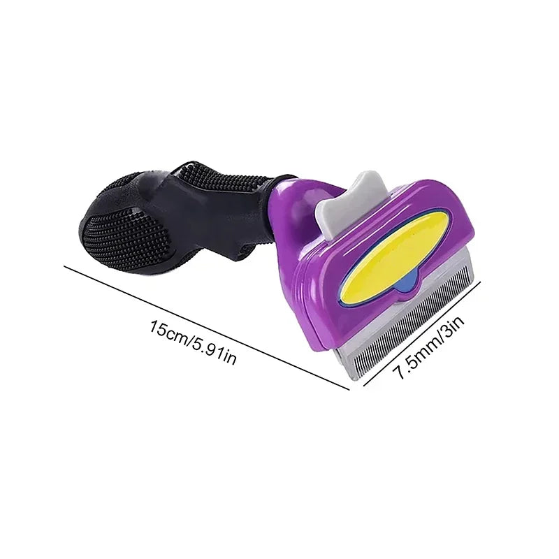 Pet Deshedding Brush. Removes Loose Hair and Tangles.