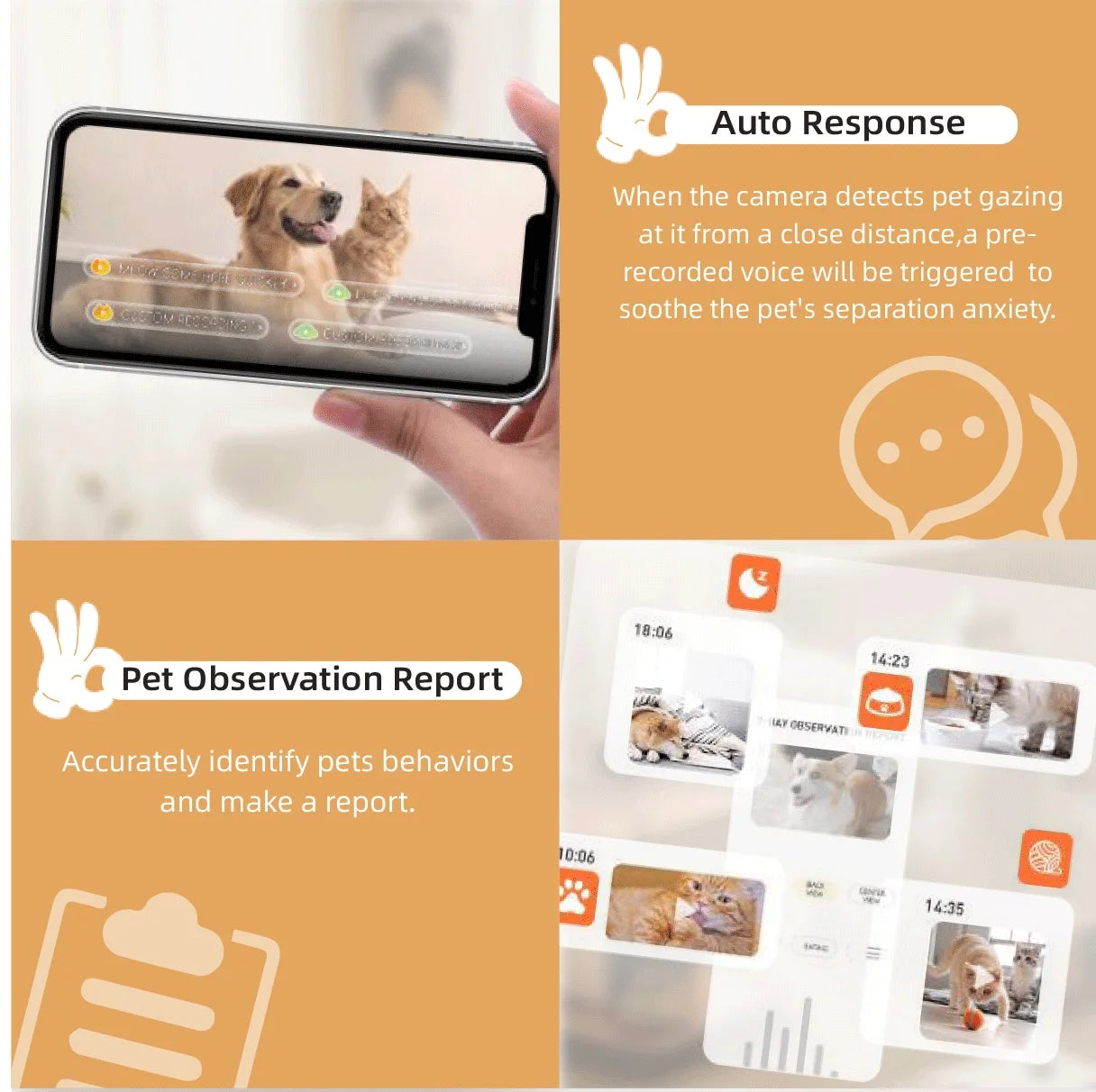 Pet Wifi Camera Night Vision Cat Dog Camera Ai Video Surveillance 350° APP Control Automatic Vlog Smart Home Indoor Dog Cats Cam