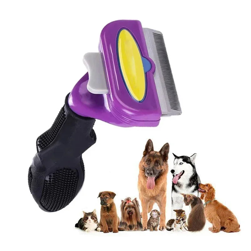 Pet Deshedding Brush. Removes Loose Hair and Tangles.