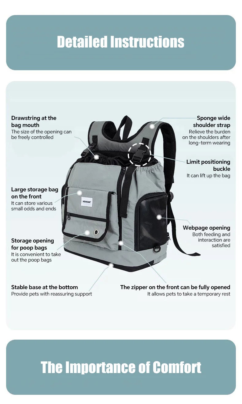 Pet Carrier Backpack for Cat Dog  Airline Approved Ventilated Breathable Front Back Travel Hiking Outdoor Bag Small Puppy Kitten