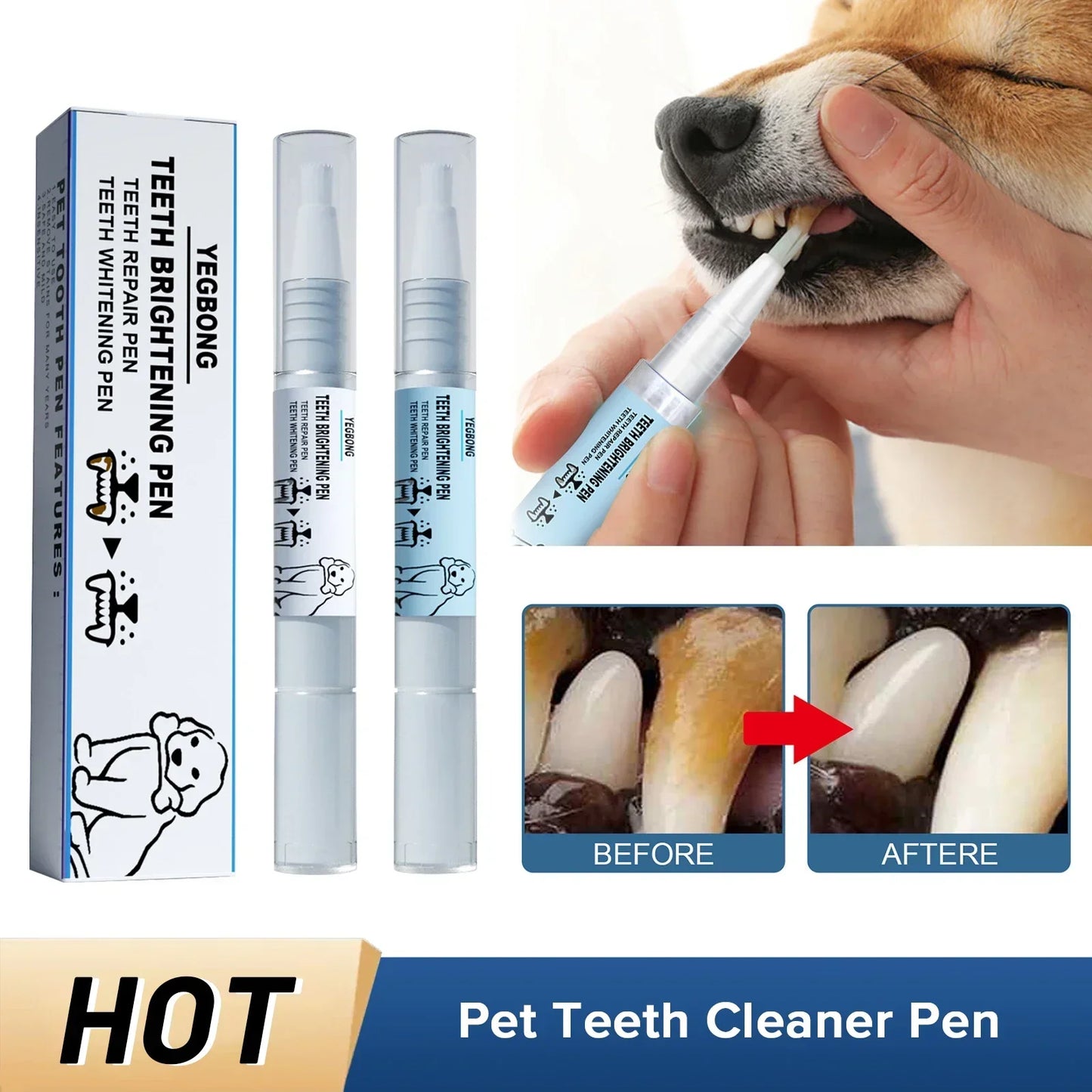 Pets Teeth Cleaning Tools Pet Beauty Toothbrush Clean Kit Tartar Remover Teeth Stones Scraper Dogs Tooth Stains Cleaning Pen