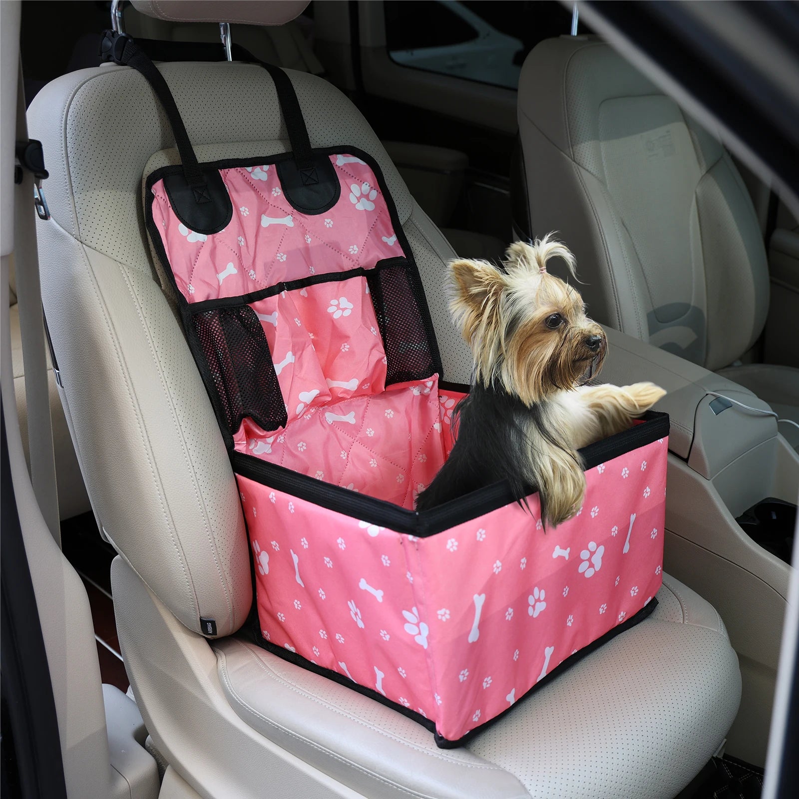 Pet Dog Car Seat with Storage Pockets Cover for Small & Medium Dogs
