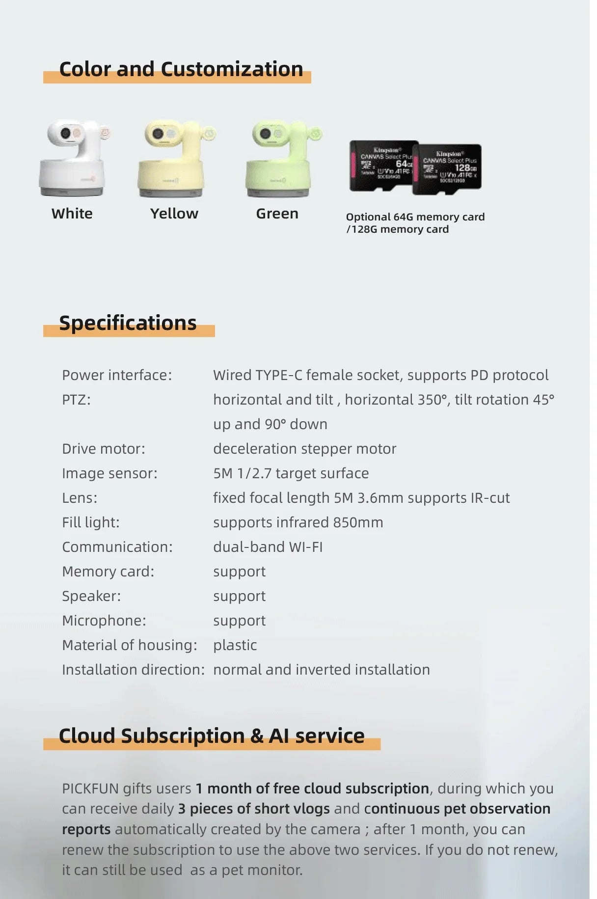 Pet Wifi Camera Night Vision Cat Dog Camera Ai Video Surveillance 350° APP Control Automatic Vlog Smart Home Indoor Dog Cats Cam