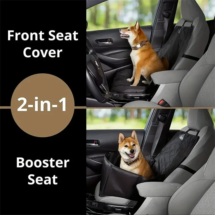 Fabric dog car seat cover. Quilted, waterproof, anti slip. Suitable for pet height increasing seats in cars, trucks, and SUVs.