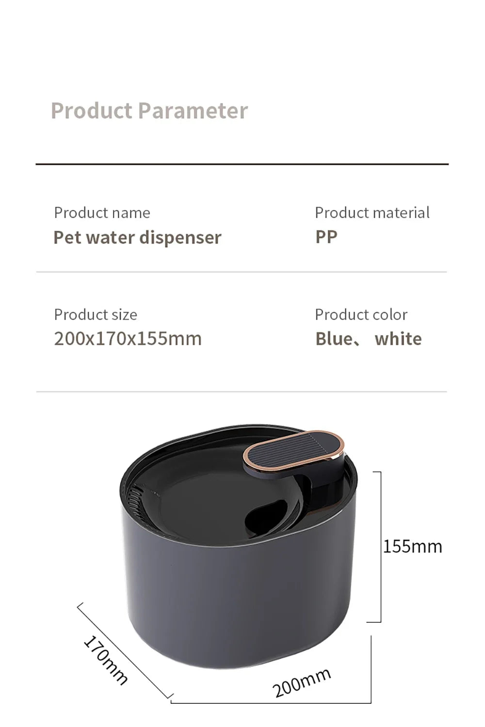 Dog/Cat Water Fountain 3L Automatic Water Dispenser with LED Light Ultra Silent Pet Drinking Water Fountain Automatic Pet Feeder