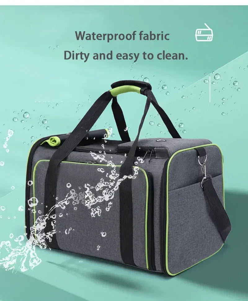 2025 New Large Capacity Carrier Cat Pet Airlines Approved Reflective Tape Cat Travel Bag Expandable Foldable Soft Dog Carrier