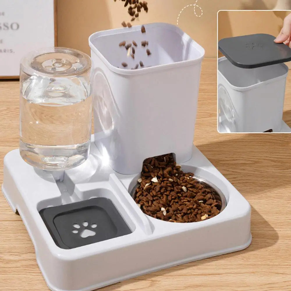 Automatic Cat Feeder Water Dispenser Set 2 In 1 Tilted Automatic Pet Food And Water Feeder Food Feeder And Waterer
