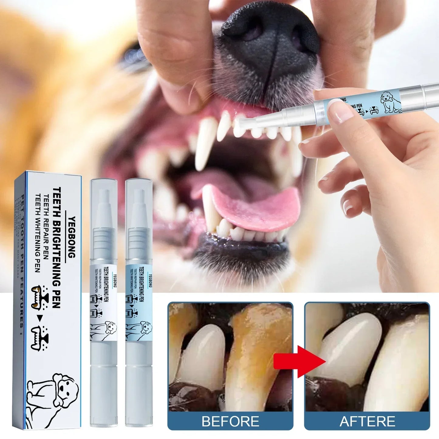 Pets Teeth Cleaning Tools Pet Beauty Toothbrush Clean Kit Tartar Remover Teeth Stones Scraper Dogs Tooth Stains Cleaning Pen