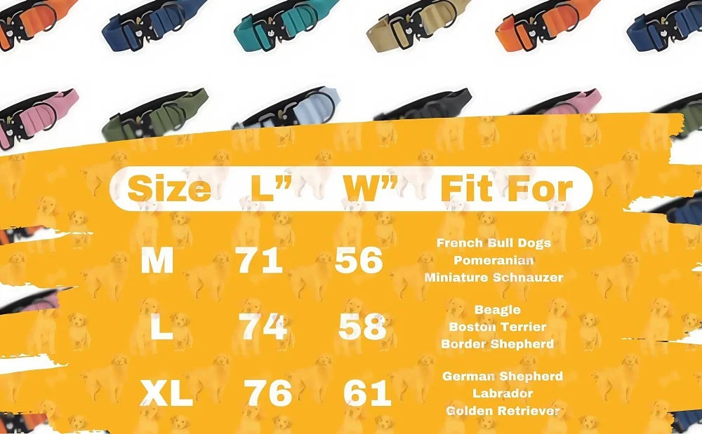 Heavy Duty Tactical Dog Collar – Adjustable Nylon with Metal Buckle, Durable & Comfortable.