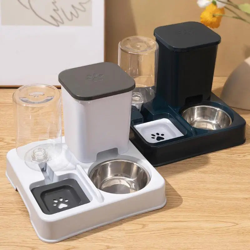 Automatic Cat Feeder Water Dispenser Set 2 In 1 Tilted Automatic Pet Food And Water Feeder Food Feeder And Waterer
