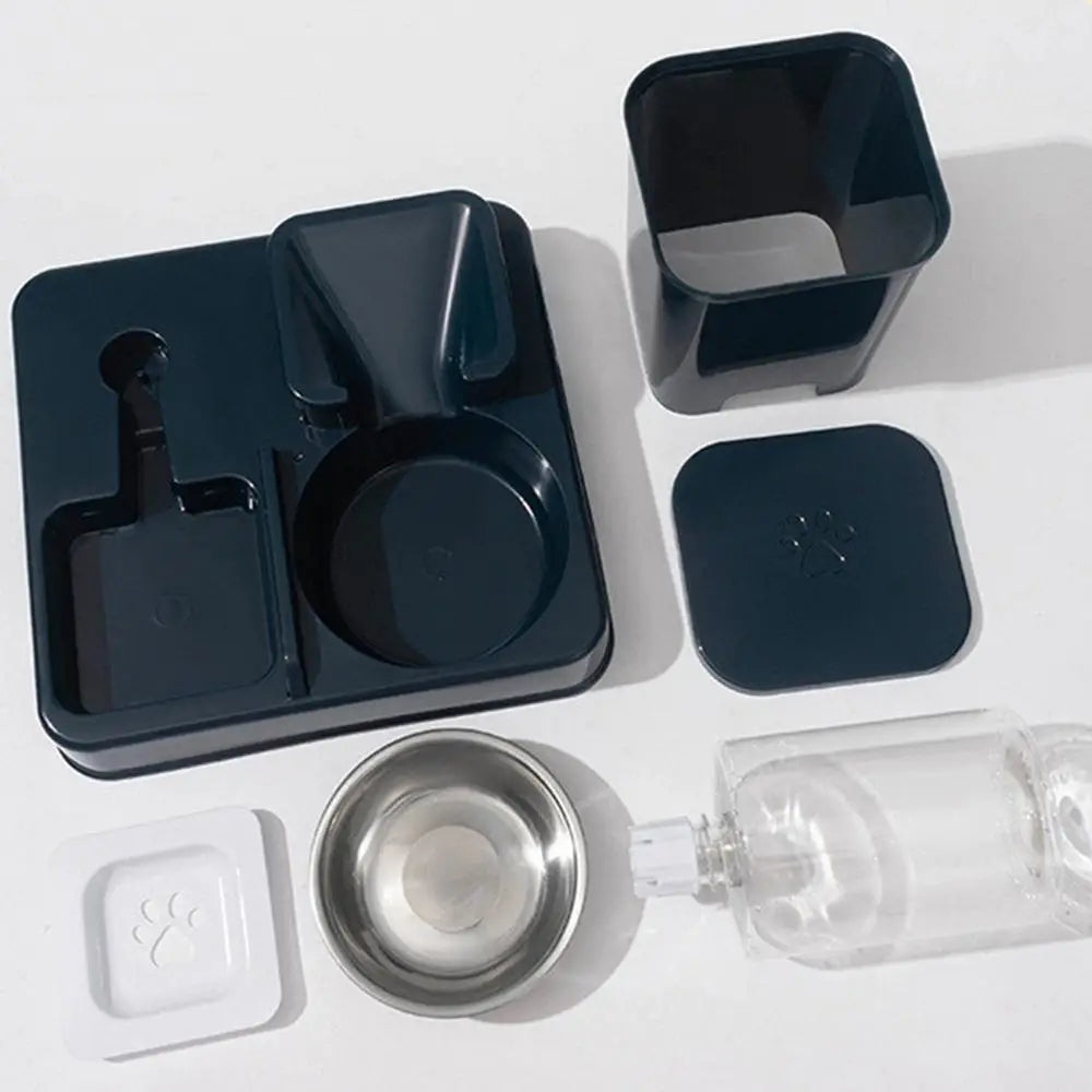 Automatic Cat Feeder Water Dispenser Set 2 In 1 Tilted Automatic Pet Food And Water Feeder Food Feeder And Waterer