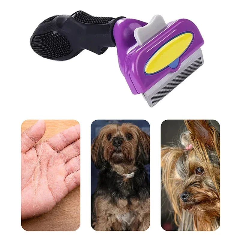 Pet Deshedding Brush. Removes Loose Hair and Tangles.