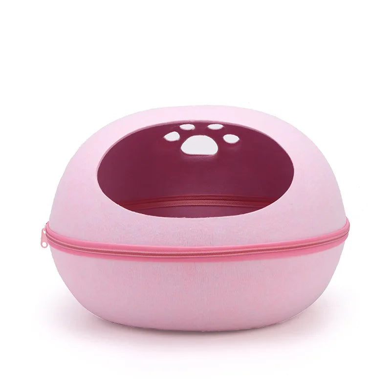 Cat Bed Artificial Felt House for Cats Sleeping Bag with Nest Cushion Eggshell Detachable Breathable Semi Enclosed Pet Cave