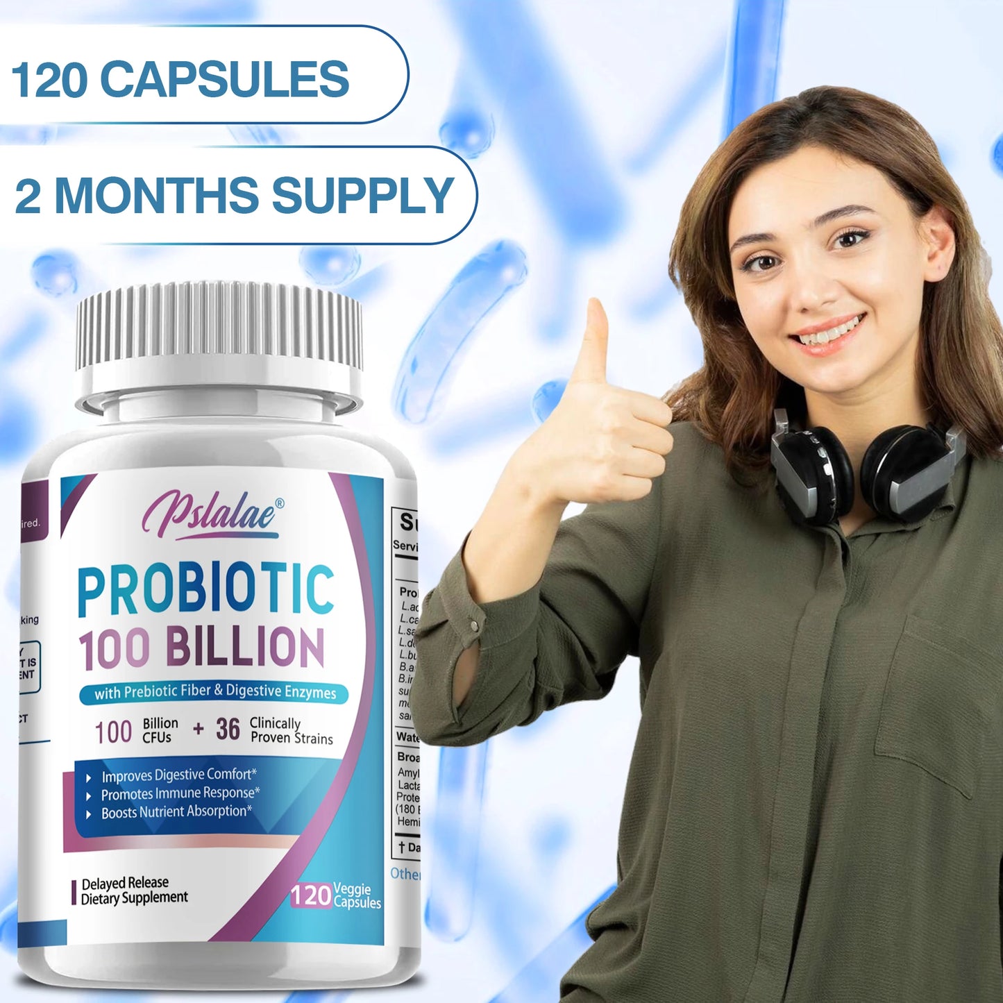Probiotics 100 Billion - Help with Intestinal Health, Nutrient Digestion, Weight Management, Bloating Relief, Calorie Control
