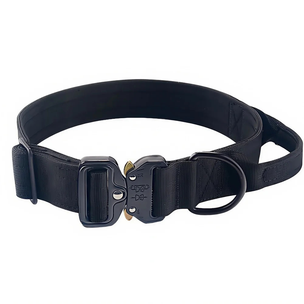 Heavy Duty Tactical Dog Collar – Adjustable Nylon with Metal Buckle, Durable & Comfortable.