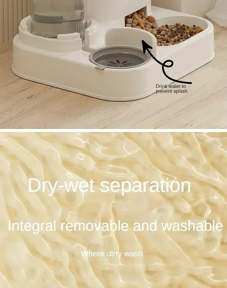 Automatic Cat Dog Feeder with Water Fountain Large Capacity Elevated Bowl Anti-Tip Design for Pets Drinker Accessories