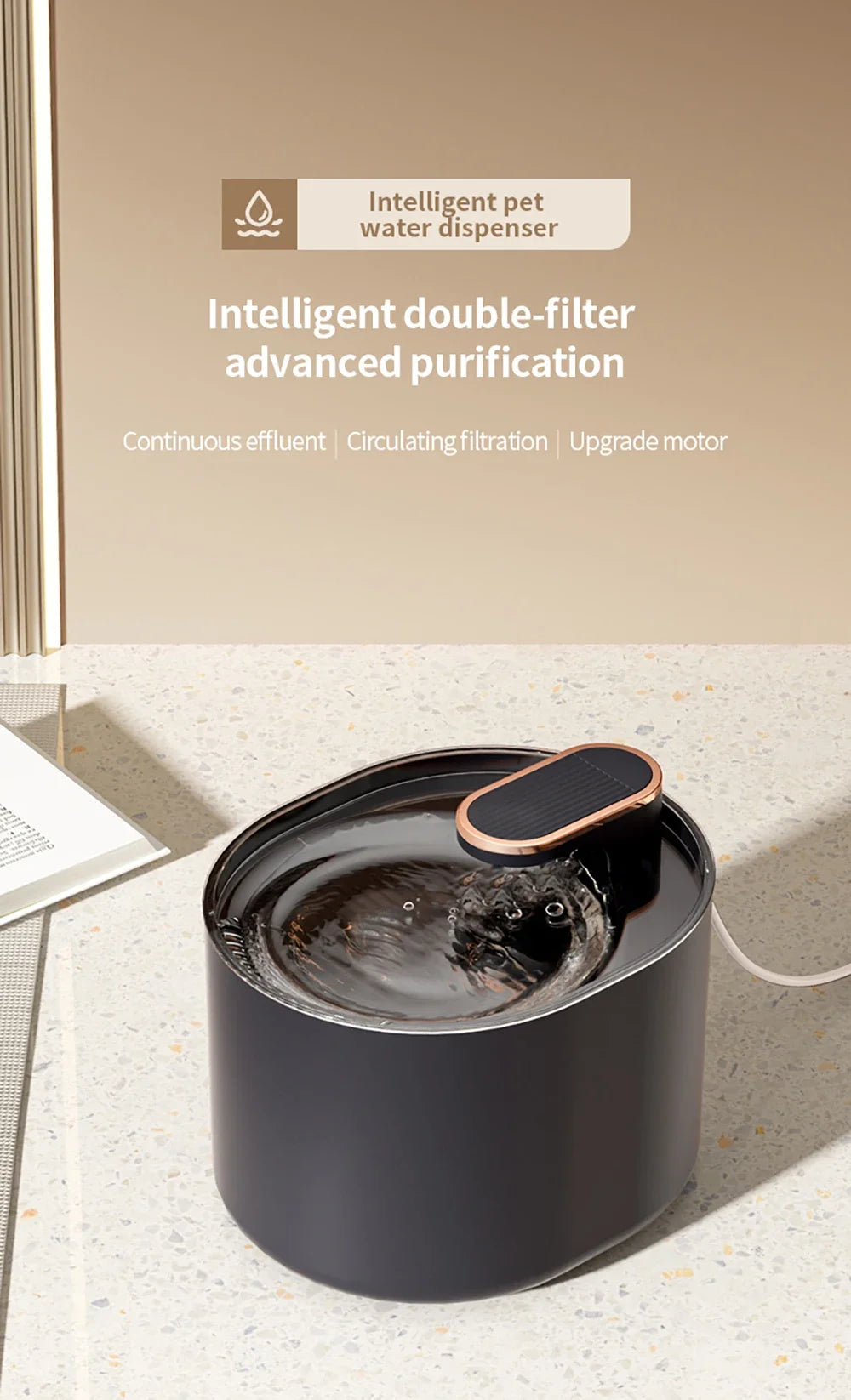 Dog/Cat Water Fountain 3L Automatic Water Dispenser with LED Light Ultra Silent Pet Drinking Water Fountain Automatic Pet Feeder