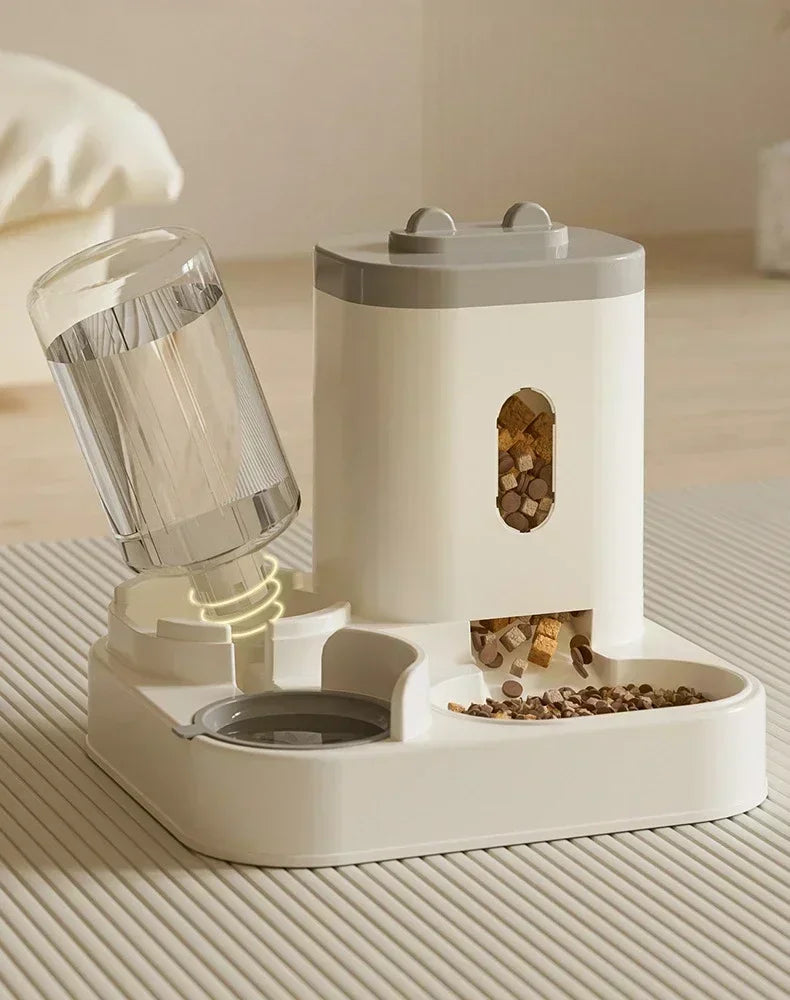 Automatic Cat Dog Feeder with Water Fountain Large Capacity Elevated Bowl Anti-Tip Design for Pets Drinker Accessories