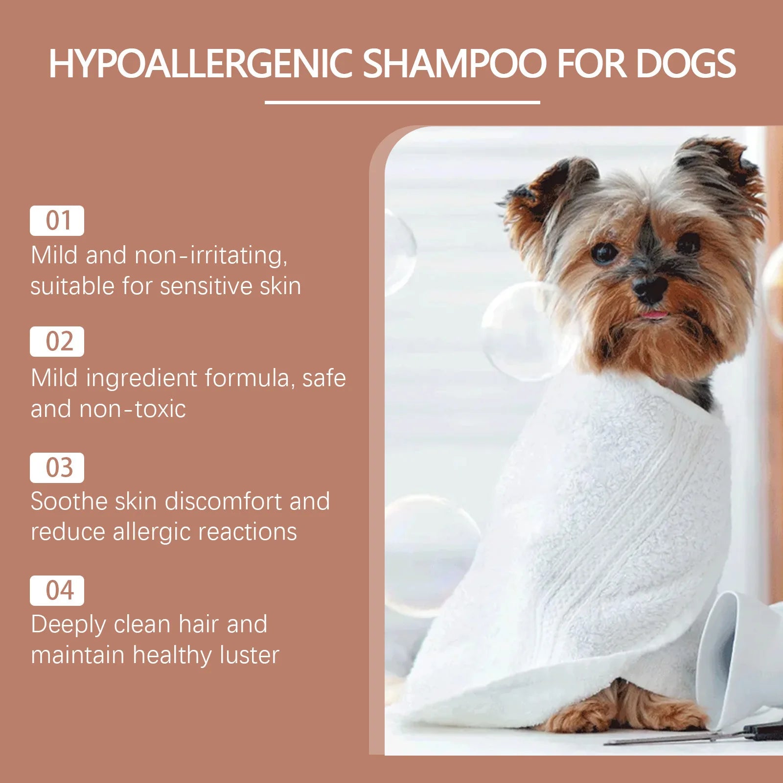 Dogs & Cats Shampoo Fragrance Bath Wash Hair Softening Itchy Skin Relief. Removes Mites & Dirts. Natural Moisturizing Pet Shower Gel