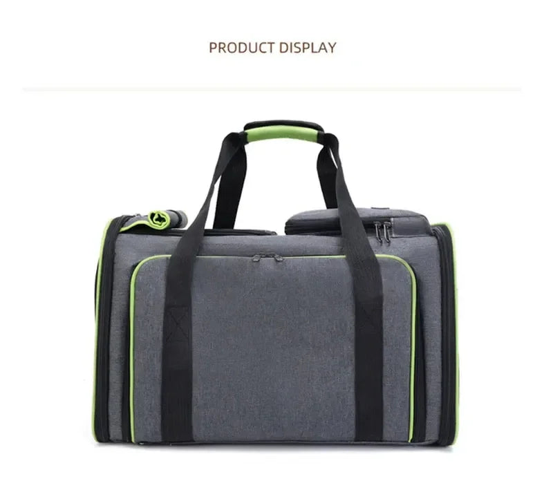 2025 New Large Capacity Carrier Cat Pet Airlines Approved Reflective Tape Cat Travel Bag Expandable Foldable Soft Dog Carrier