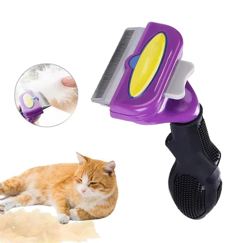 Pet Deshedding Brush. Removes Loose Hair and Tangles.