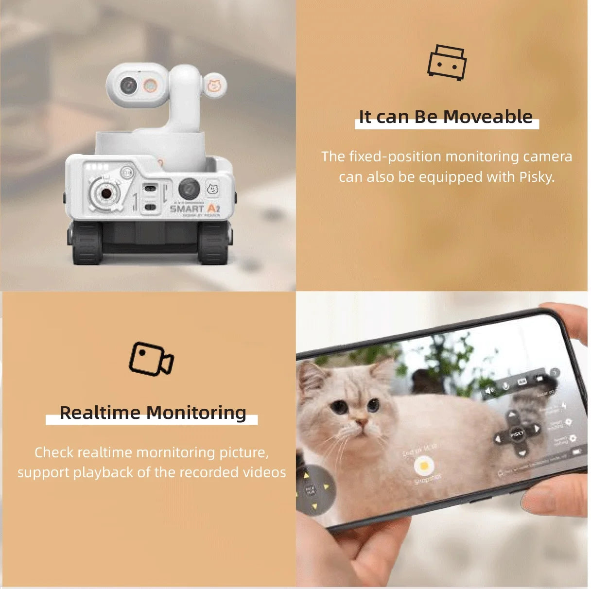Pet Wifi Camera Night Vision Cat Dog Camera Ai Video Surveillance 350° APP Control Automatic Vlog Smart Home Indoor Dog Cats Cam