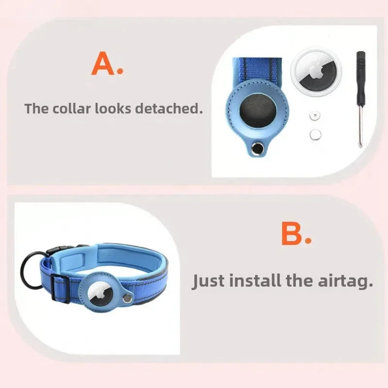 AirTag Reflective Dog Collar Padded