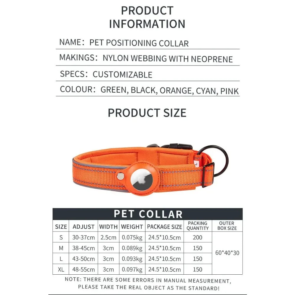 AirTag Reflective Dog Collar Padded