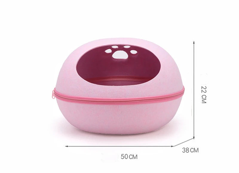 Cat Bed Artificial Felt House for Cats Sleeping Bag with Nest Cushion Eggshell Detachable Breathable Semi Enclosed Pet Cave