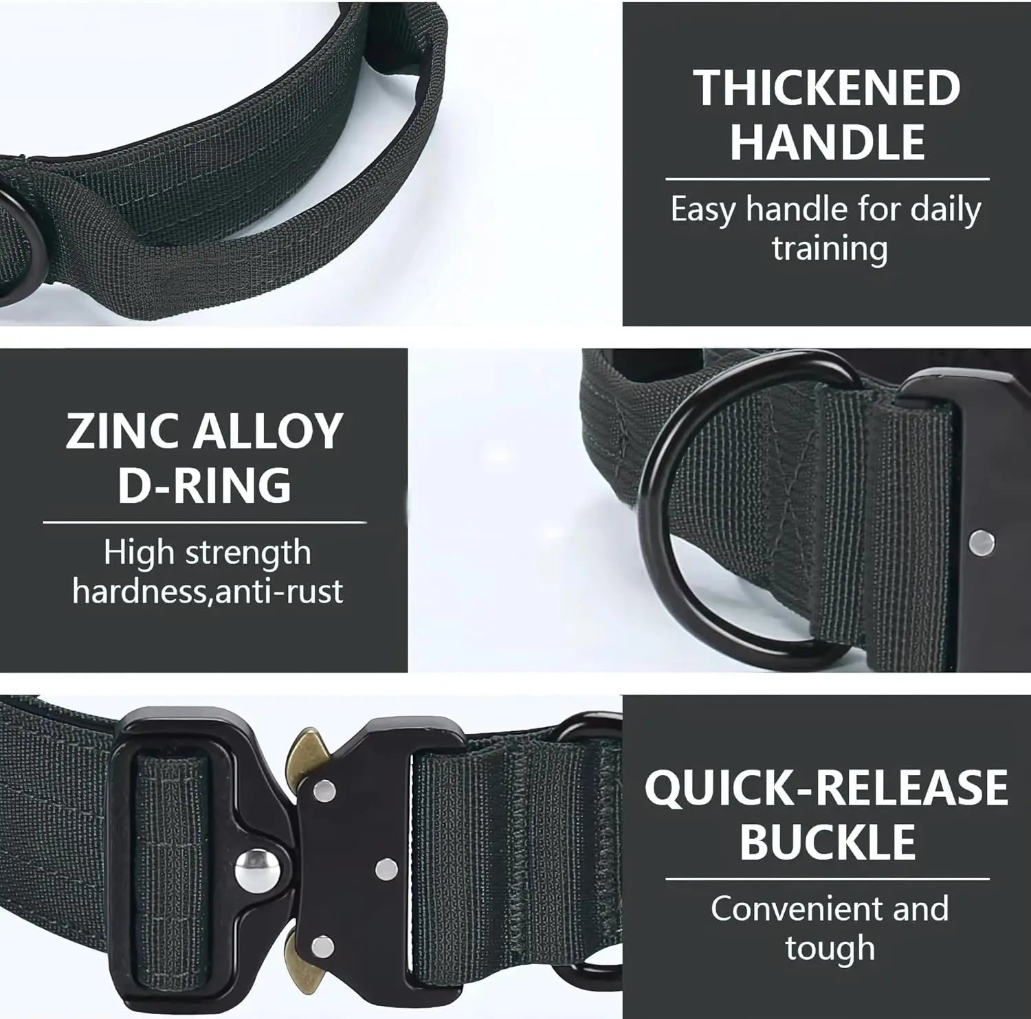 Heavy Duty Tactical Dog Collar – Adjustable Nylon with Metal Buckle, Durable & Comfortable.